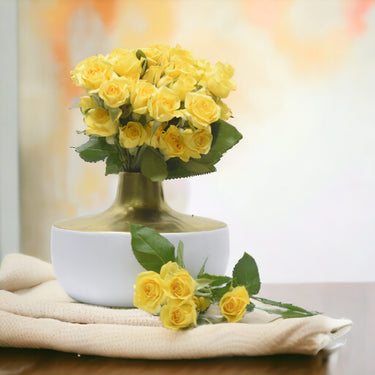 Radiant Yellow Spray Rose Arrangement, Yellow Spray Rose, Ceramic Vase